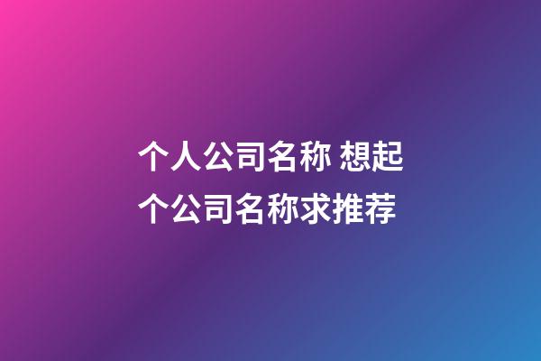 个人公司名称 想起个公司名称求推荐